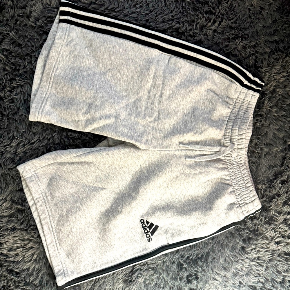 Adidas Grey Striped Shorts, Size Small for Men